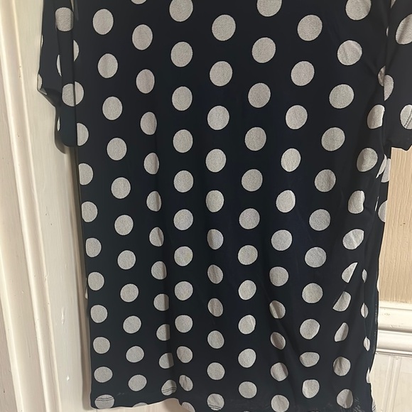 Liz Claiborne Dark Blue Sheer Lined Top with White Dots Collar Size XL - Picture 10 of 11